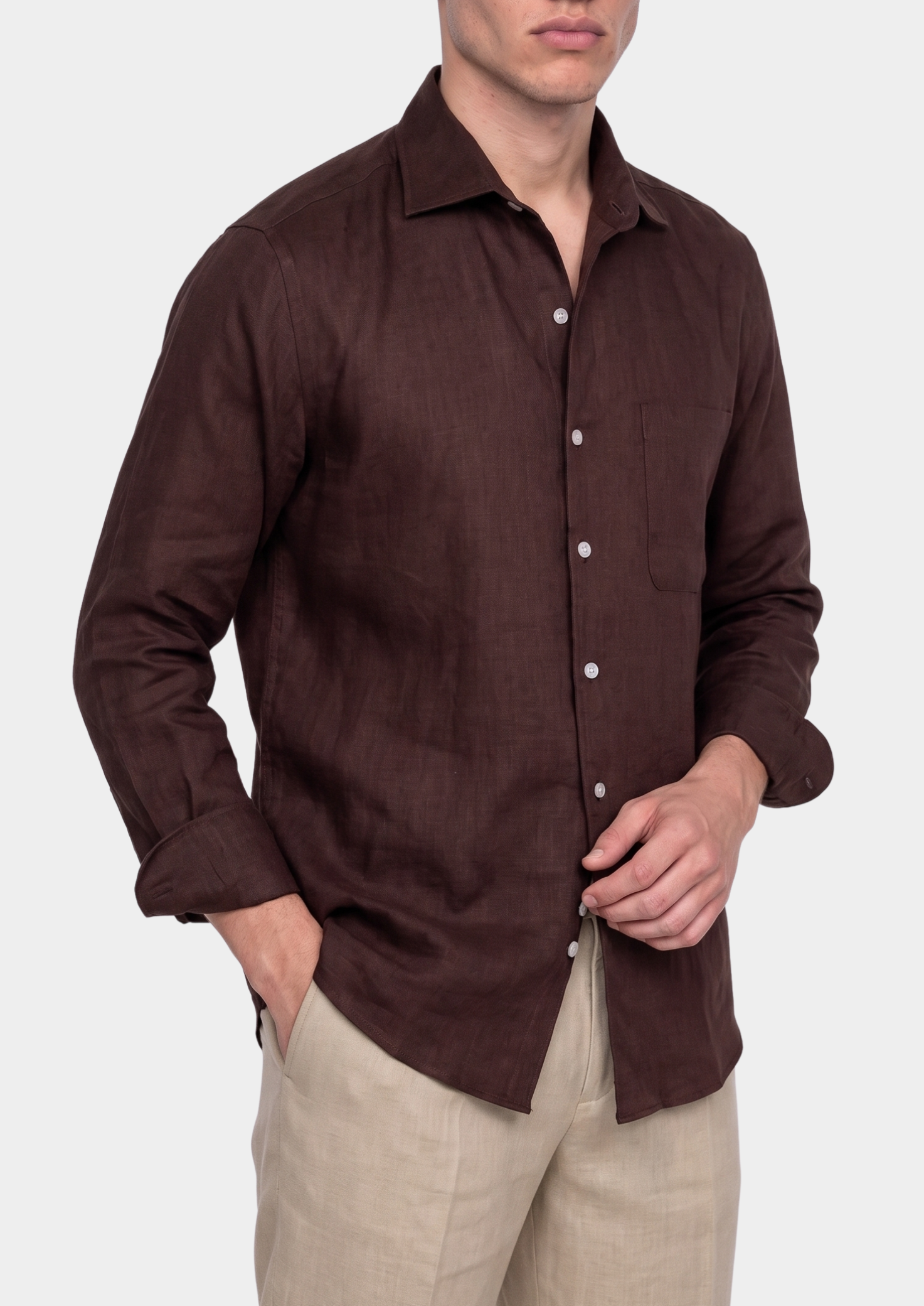 Amalfi Coastal Shirt - Dark Brown | Vallentty