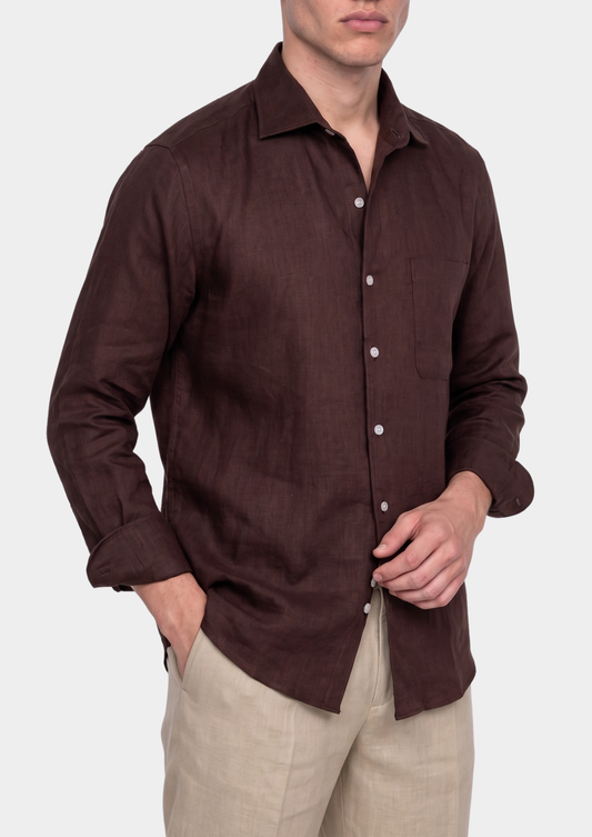 Amalfi Coastal Shirt - Dark Brown | Vallentty