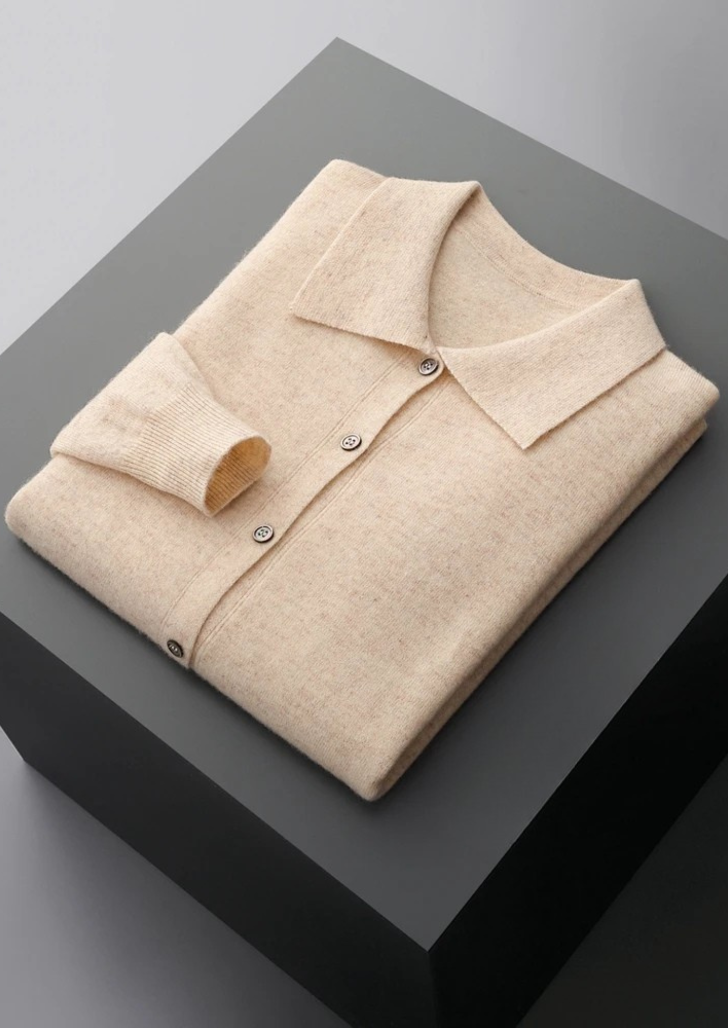 Pure Extra-Fine Merino Wool Polo Cardigan | Vallentty