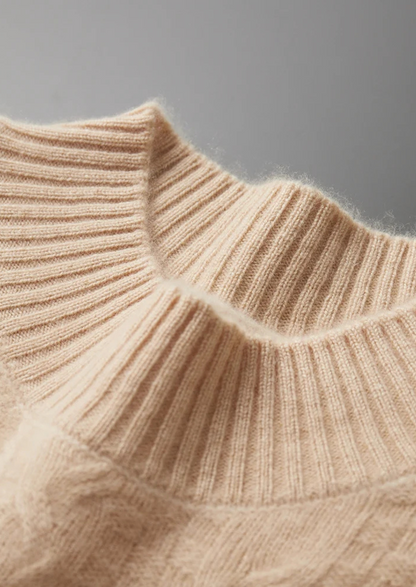Pure Extra-Fine Merino Wool Jacquard Mockneck | Vallentty