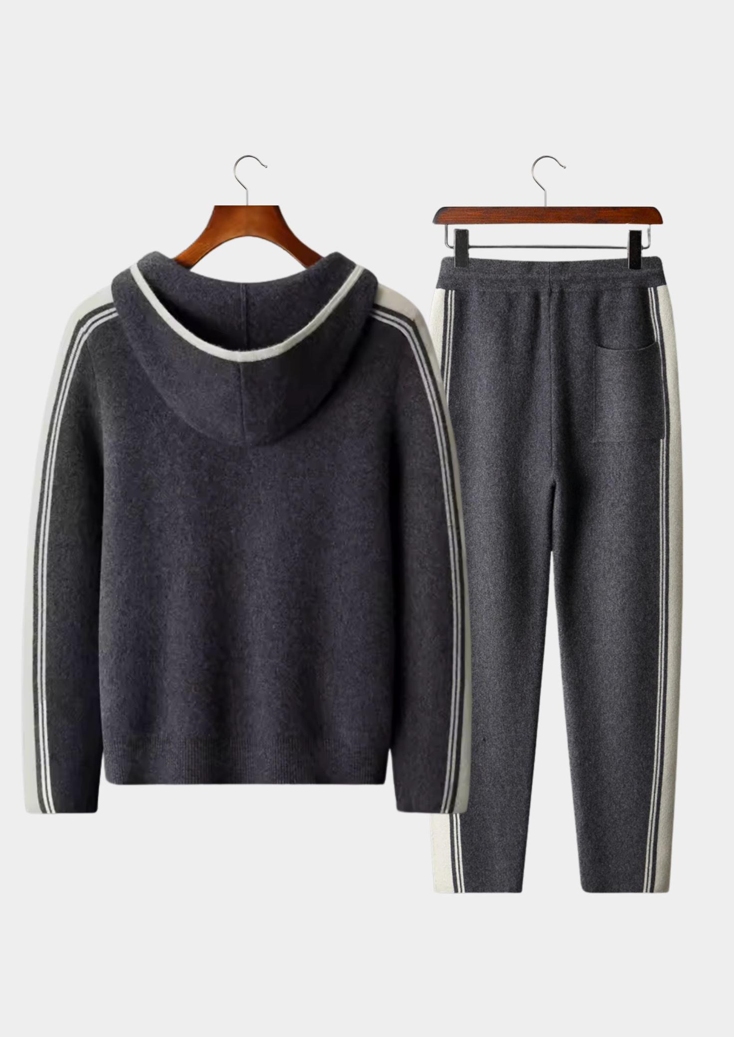 Pure Extra-Fine Merino Wool Dark Gray Damien Set | Vallentty