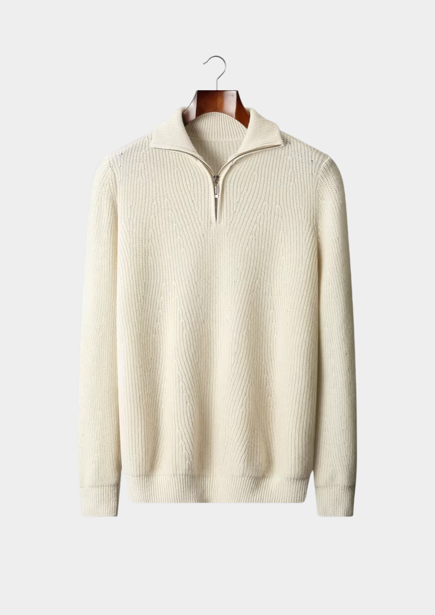 Pure Extra-Fine Merino Wool Ribbed Half-Zip | Vallentty