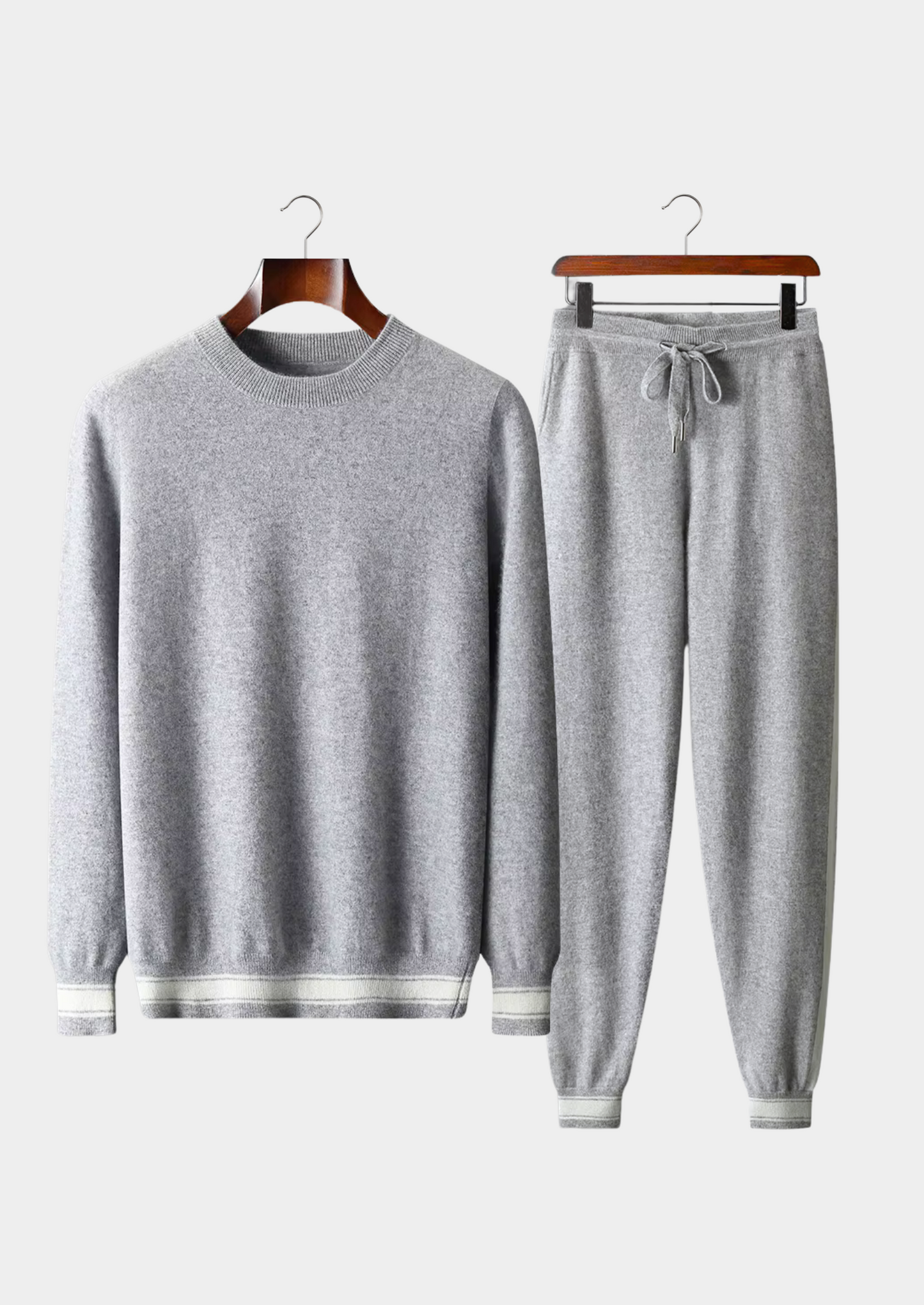 Premium Cashmere Light Gray Vienna Leisure Set | Vallentty