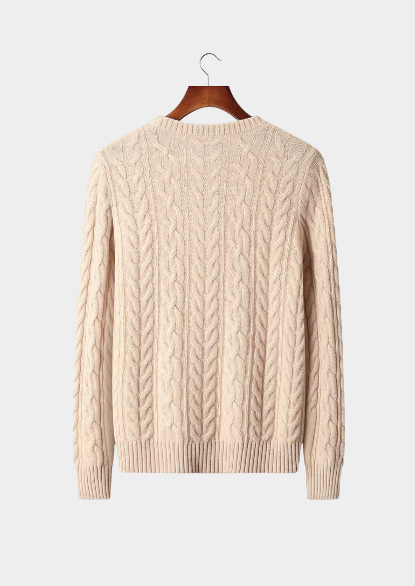 Pure Extra-Fine Merino Wool Cable Knit Crewneck | Vallentty