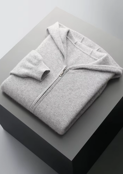 Pure Extra-Fine Merino Wool Zipper Hoodie | Vallentty