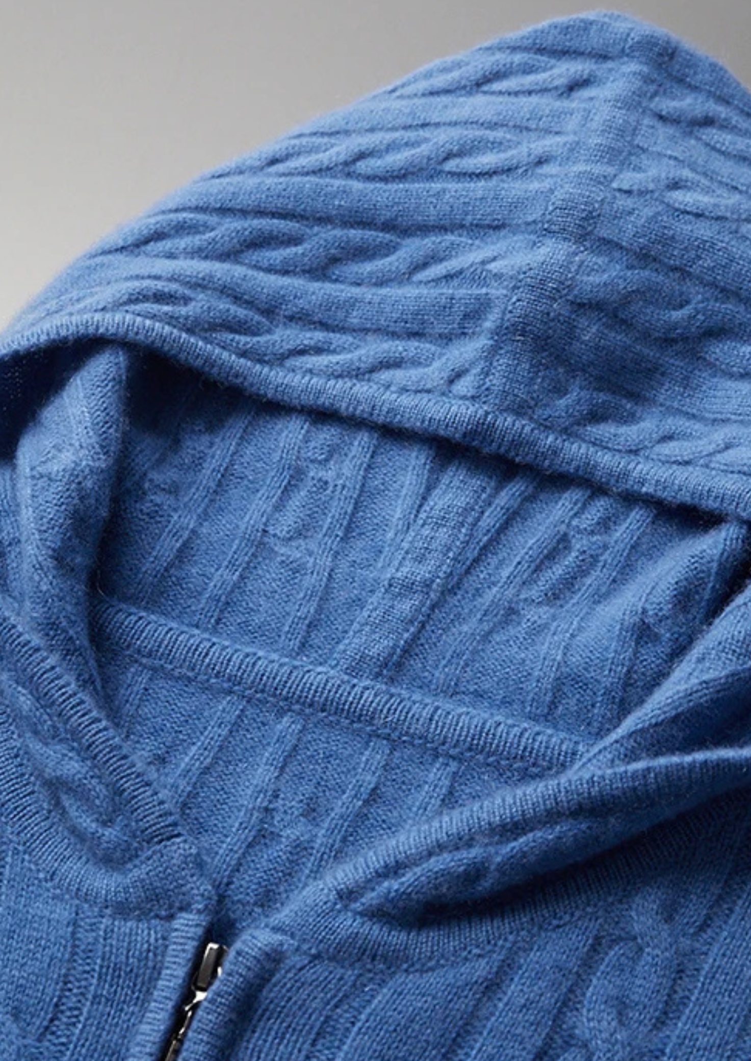 Premium Cashmere Cable Knit Zipper Hoodie | Vallentty