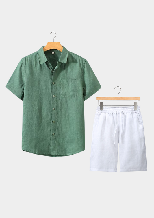 Dolcevita Shortsleeve Summer Set - Green/white | Vallentty