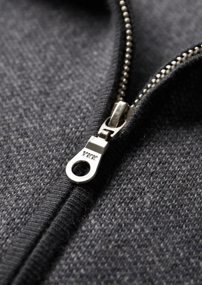 Premium Cashmere Jacquard Zip Cardigan | Vallentty