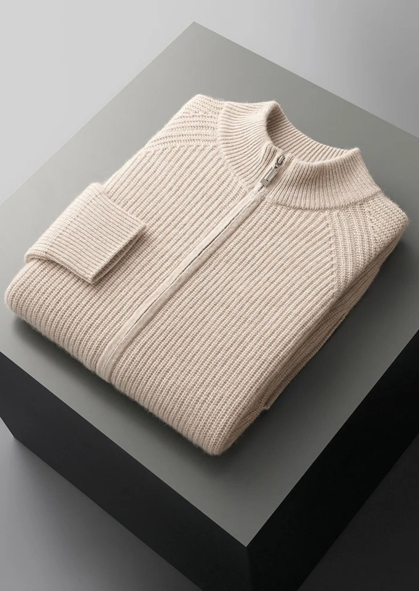Premium Cashmere Ribbed Cardigan | Vallentty