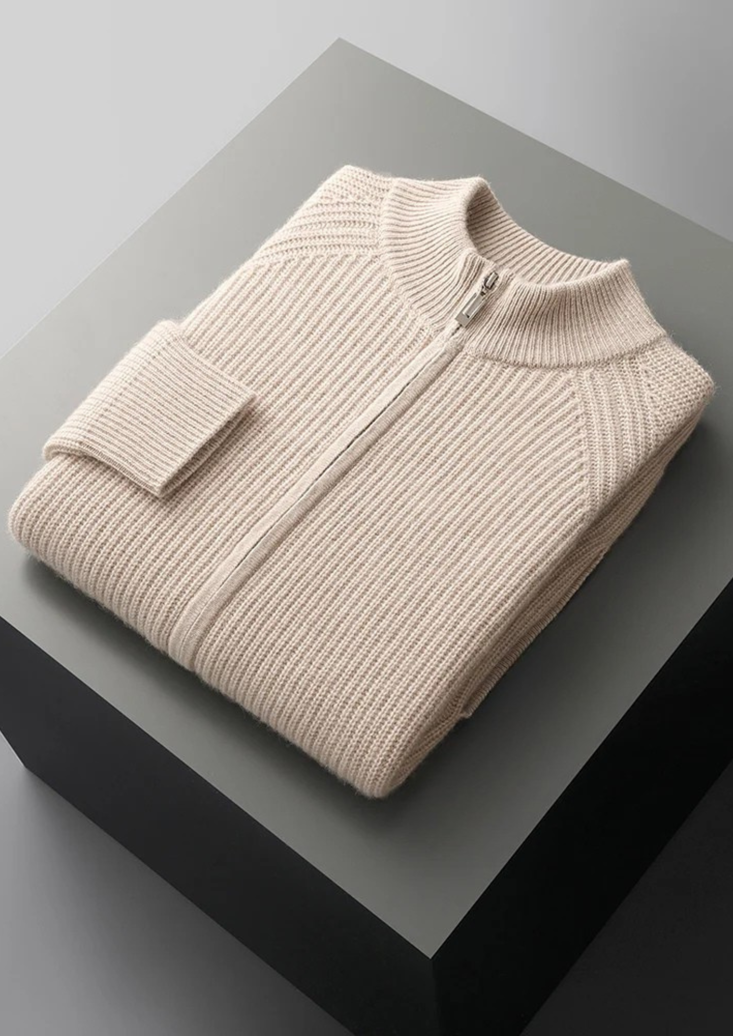 Premium Cashmere Ribbed Cardigan | Vallentty