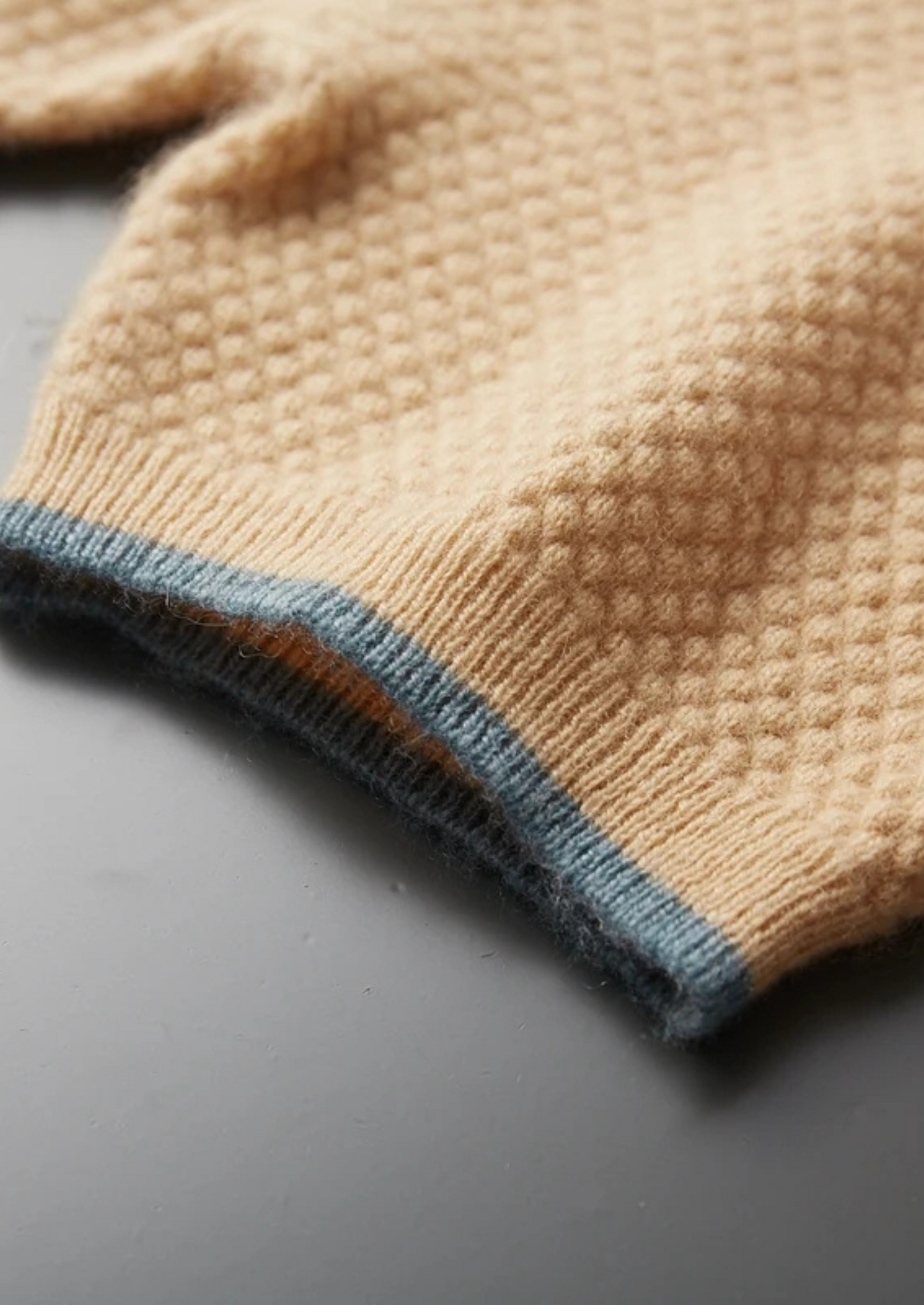 Premium Cashmere Mustard Two-Tone Polo | Vallentty