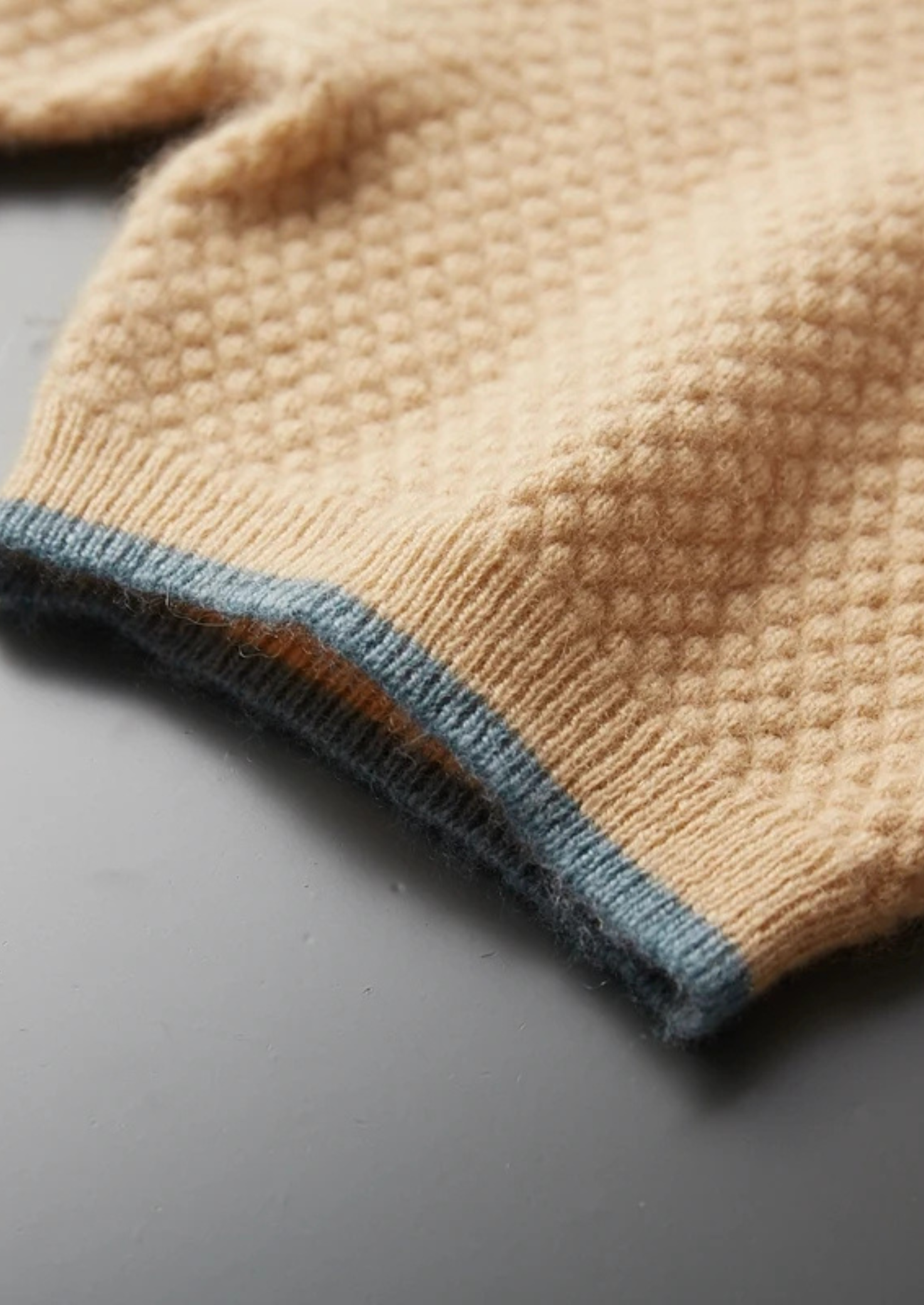 Premium Cashmere Mustard Two-Tone Polo | Vallentty