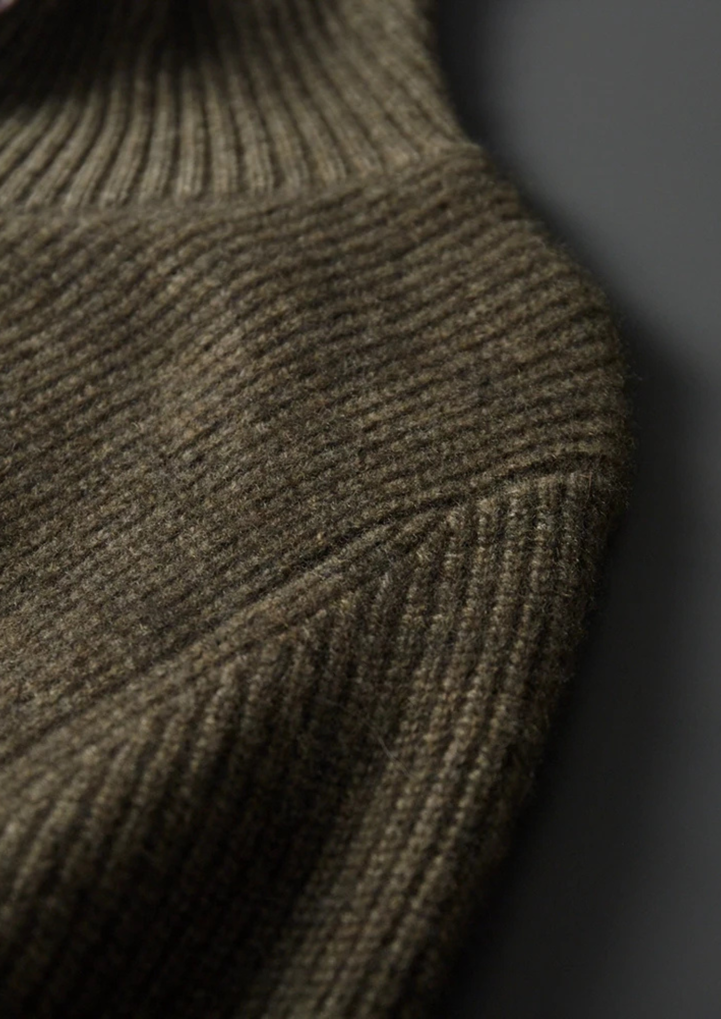 Premium Cashmere Ribbed High Collar Cardigan | Vallentty