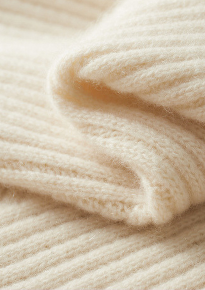 Pure Cashmere Ivory Patterned Mockneck | Vallentty