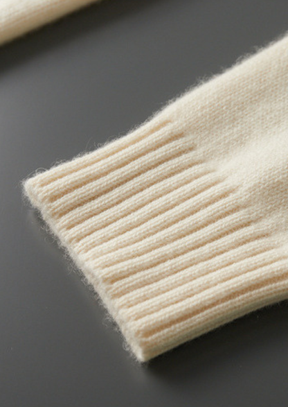 Pure Cashmere Ivory Patterned Mockneck | Vallentty