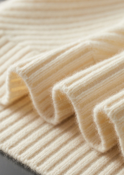 Pure Cashmere Ivory Patterned Mockneck | Vallentty