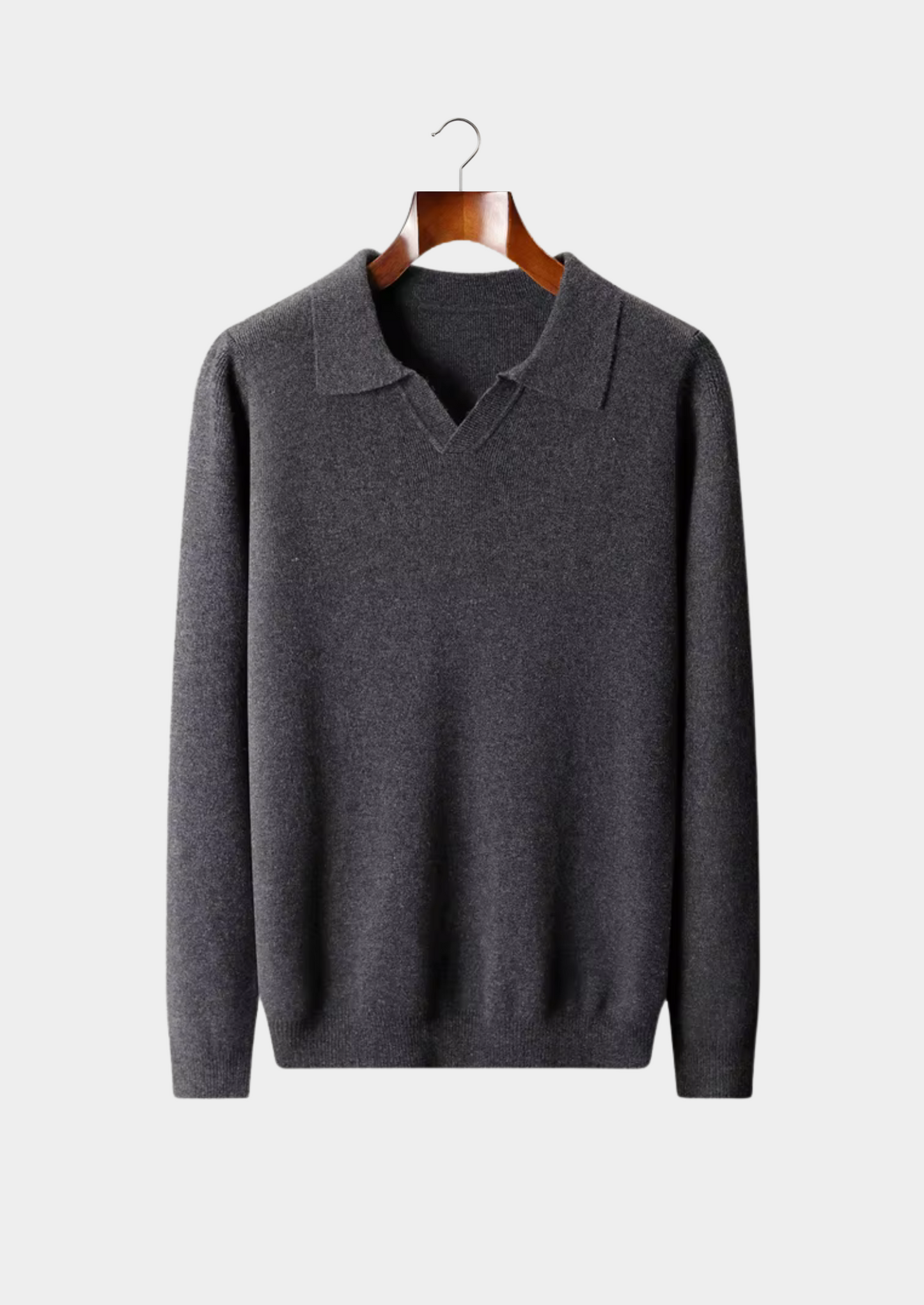 Pure Extra-Fine Merino Wool Ribbed Buttonless Polo | Vallentty