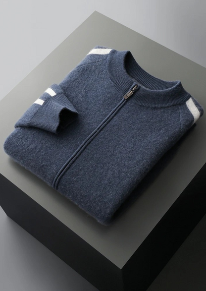 Pure Extra-Fine Merino Wool Striped Cardigan | Vallentty