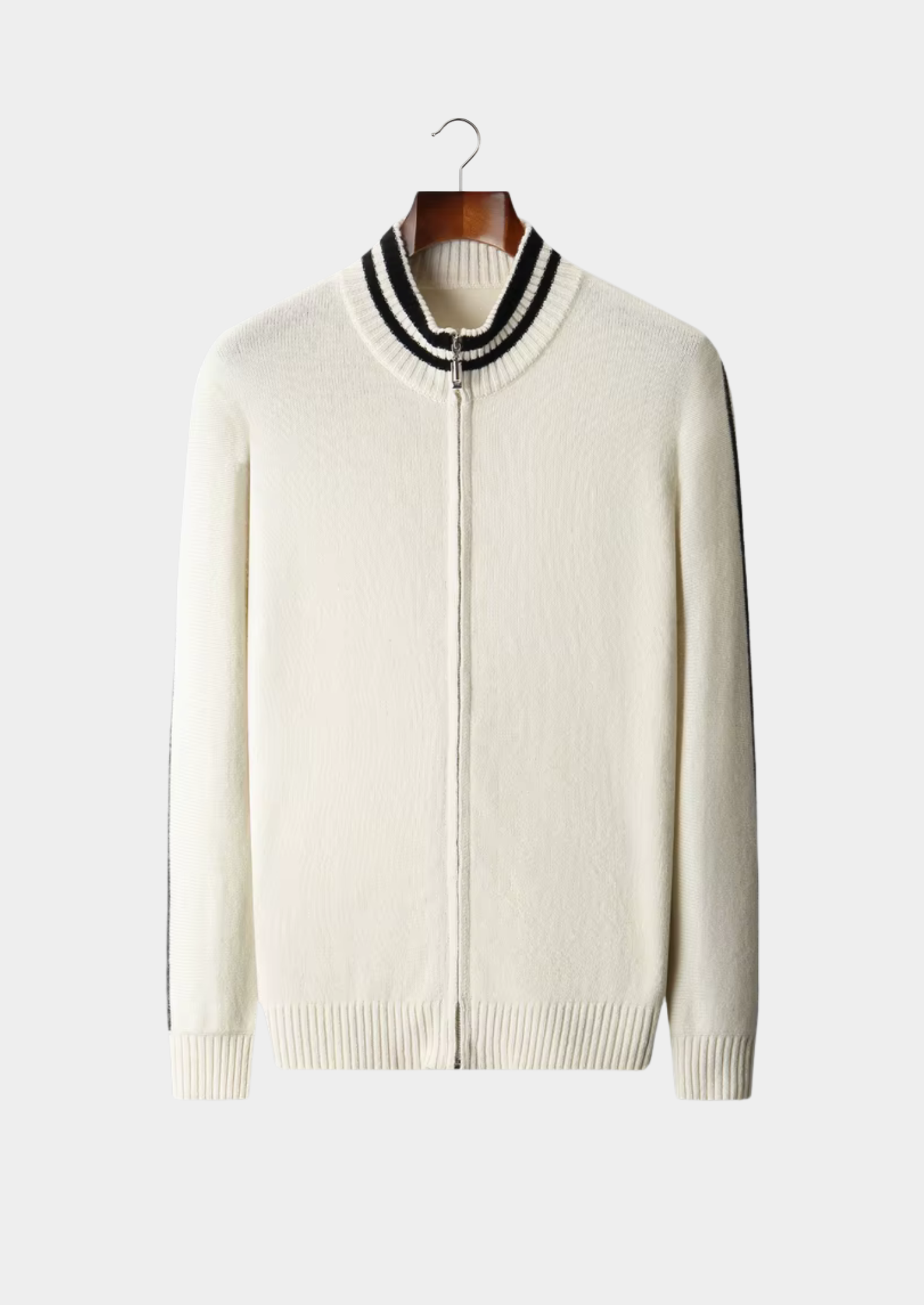 Pure Extra-Fine Merino Wool Two Tone Zip Cardigan | Vallentty