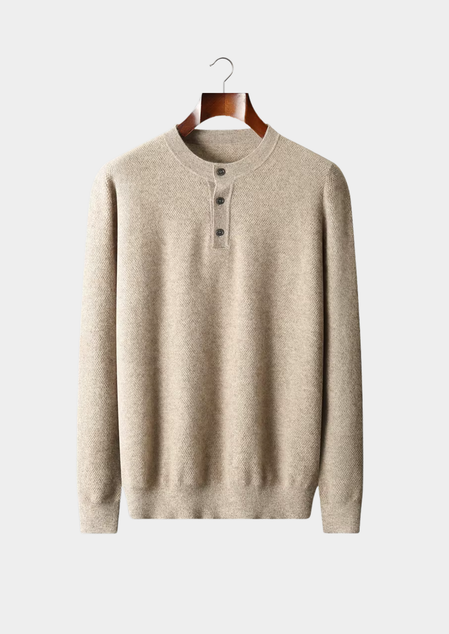 Premium Cashmere Classic Henley Sweater | Vallentty