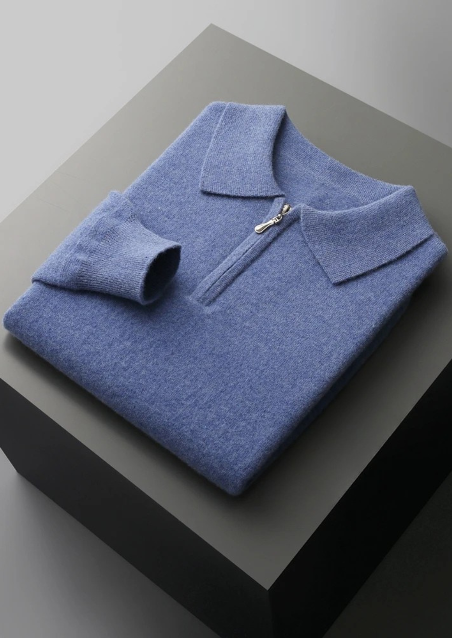 Pure Extra-Fine Merino Wool Half Zip Polo | Vallentty