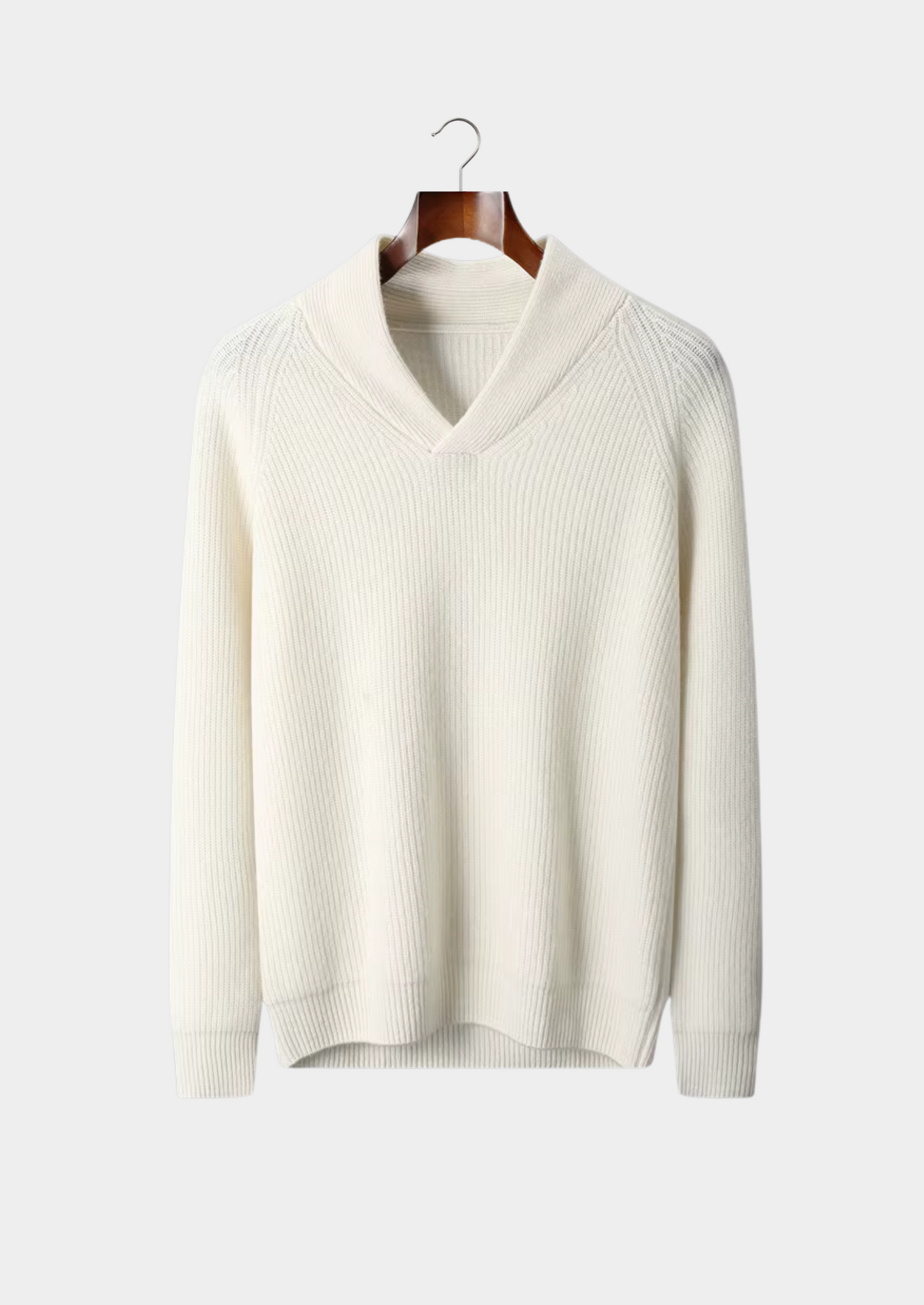 Premium Cashmere Ribbed V-Neck Sweater | Vallentty