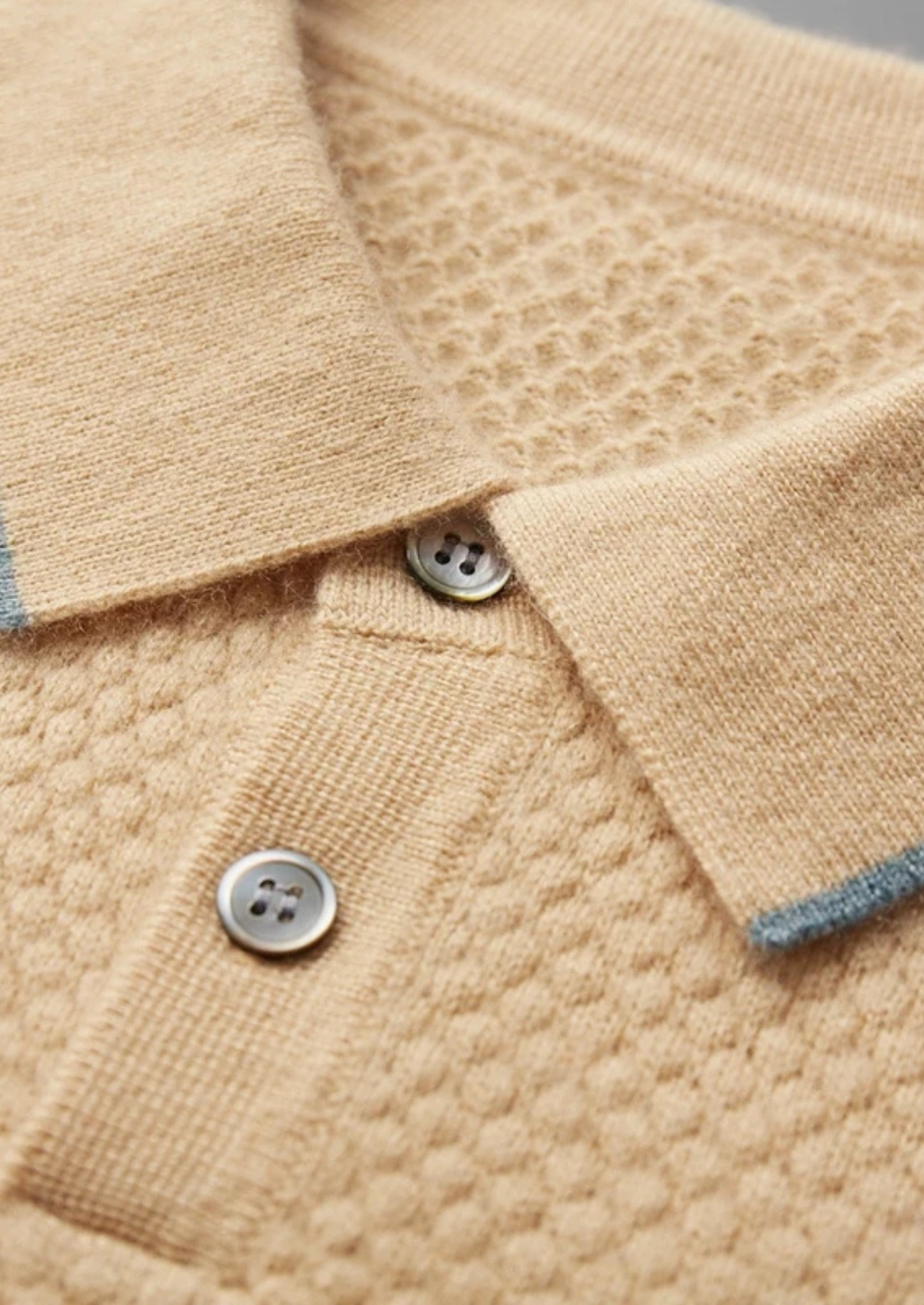 Premium Cashmere Mustard Two-Tone Polo | Vallentty