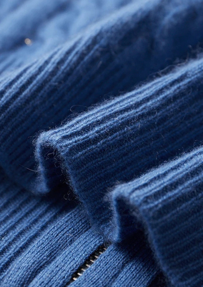 Premium Cashmere Cable Knit Zipper Hoodie | Vallentty