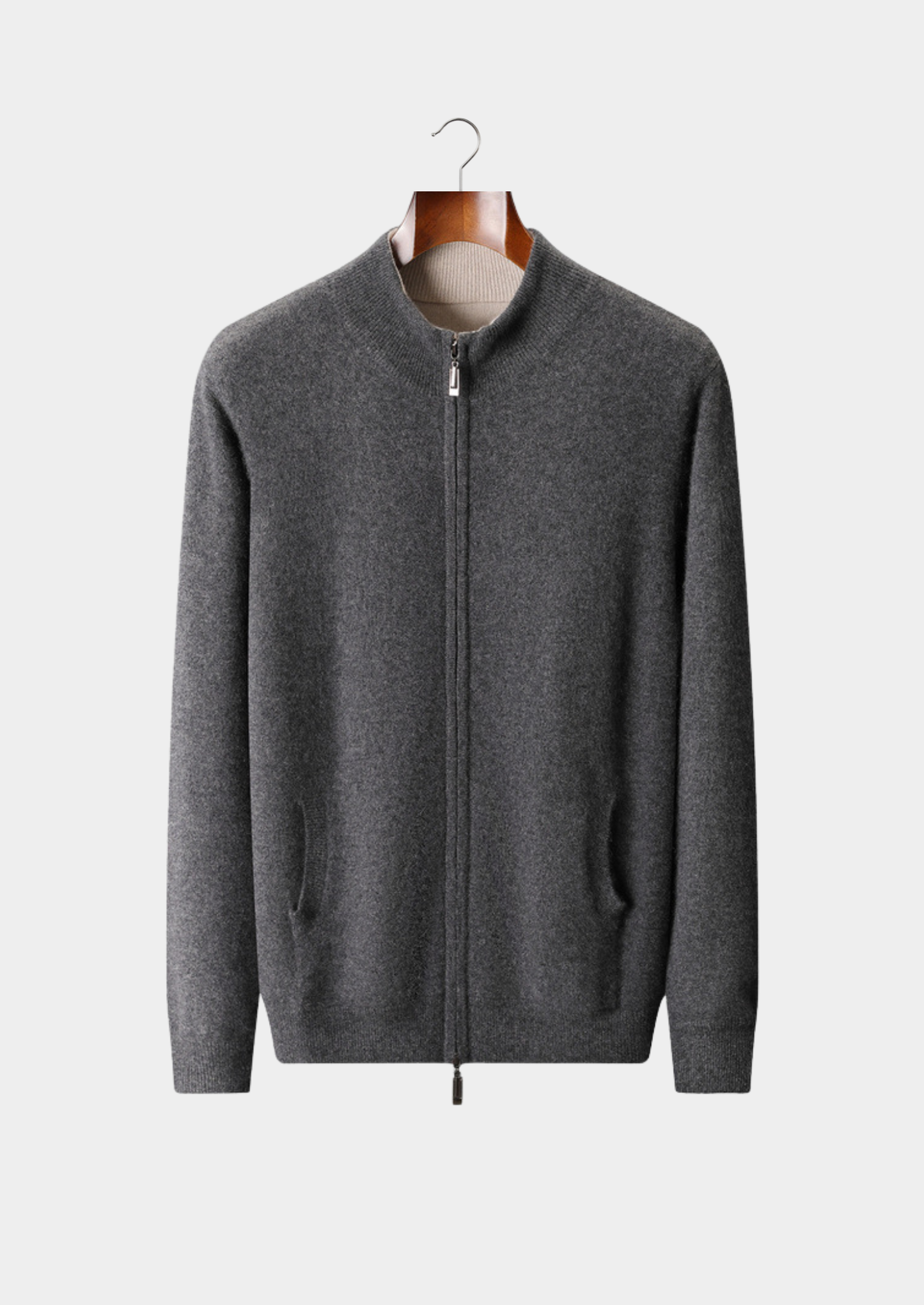 Pure Cashmere Heather Gray Dual Zip Cardigan | Vallentty