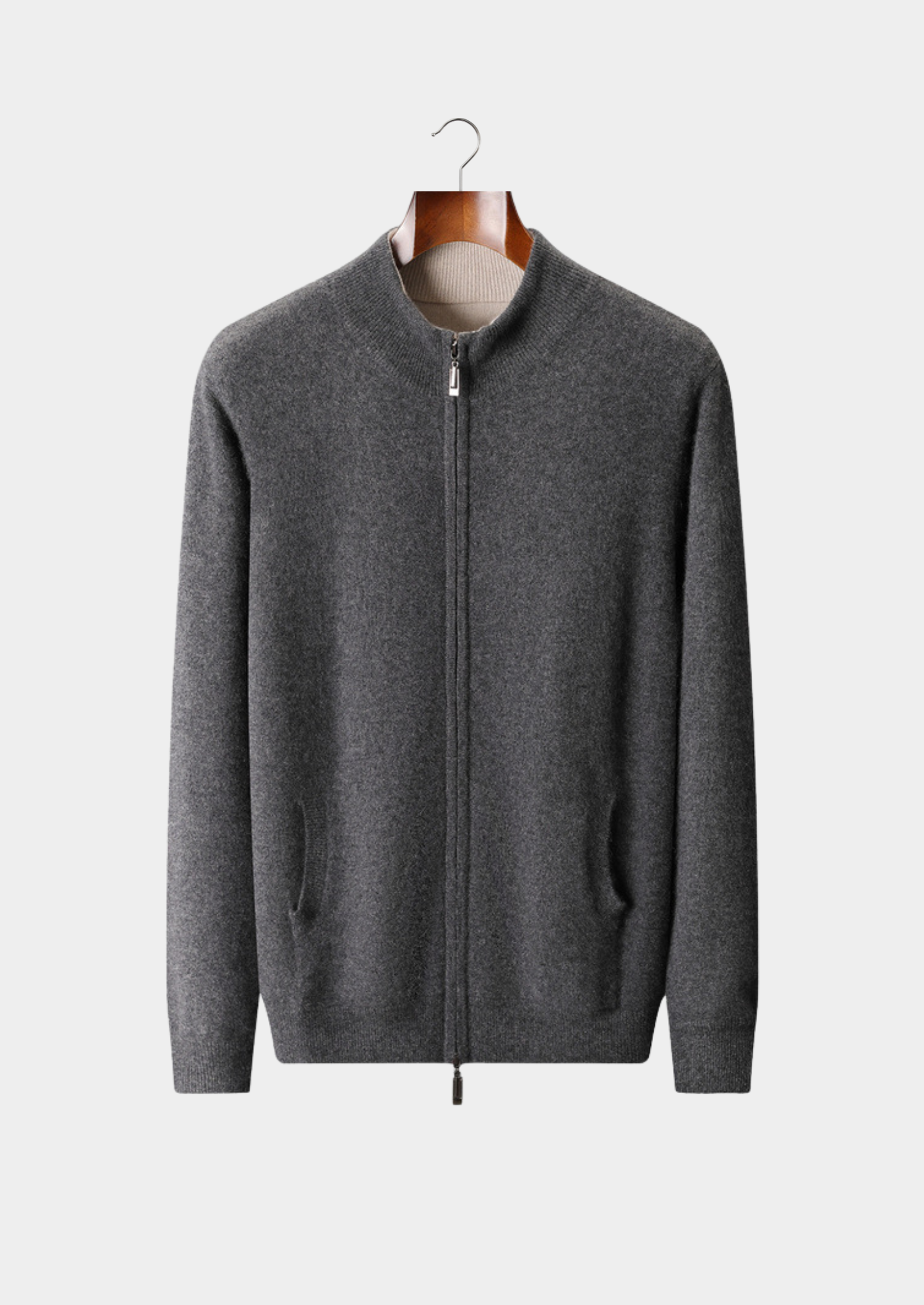 Pure Cashmere Heather Gray Dual Zip Cardigan | Vallentty