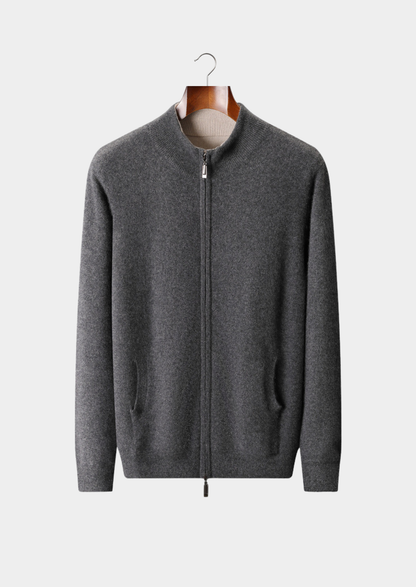 Pure Cashmere Heather Gray Dual Zip Cardigan | Vallentty