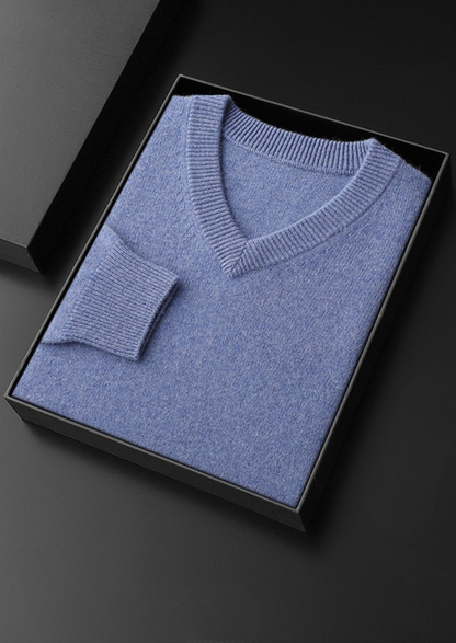 Pure Cashmere Essential V-Neck Sweater | Vallentty