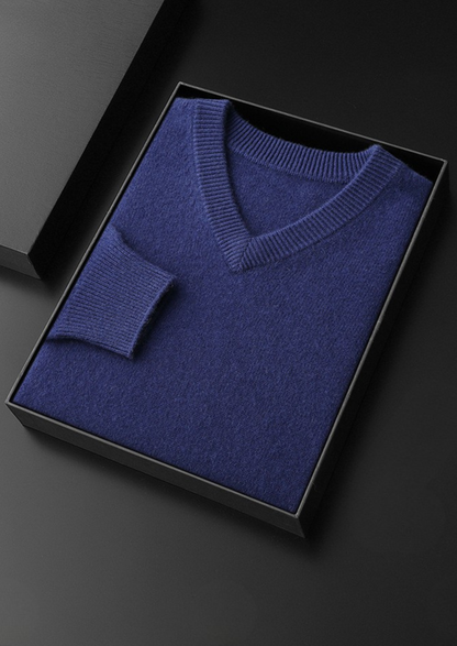 Pure Cashmere Essential V-Neck Sweater | Vallentty