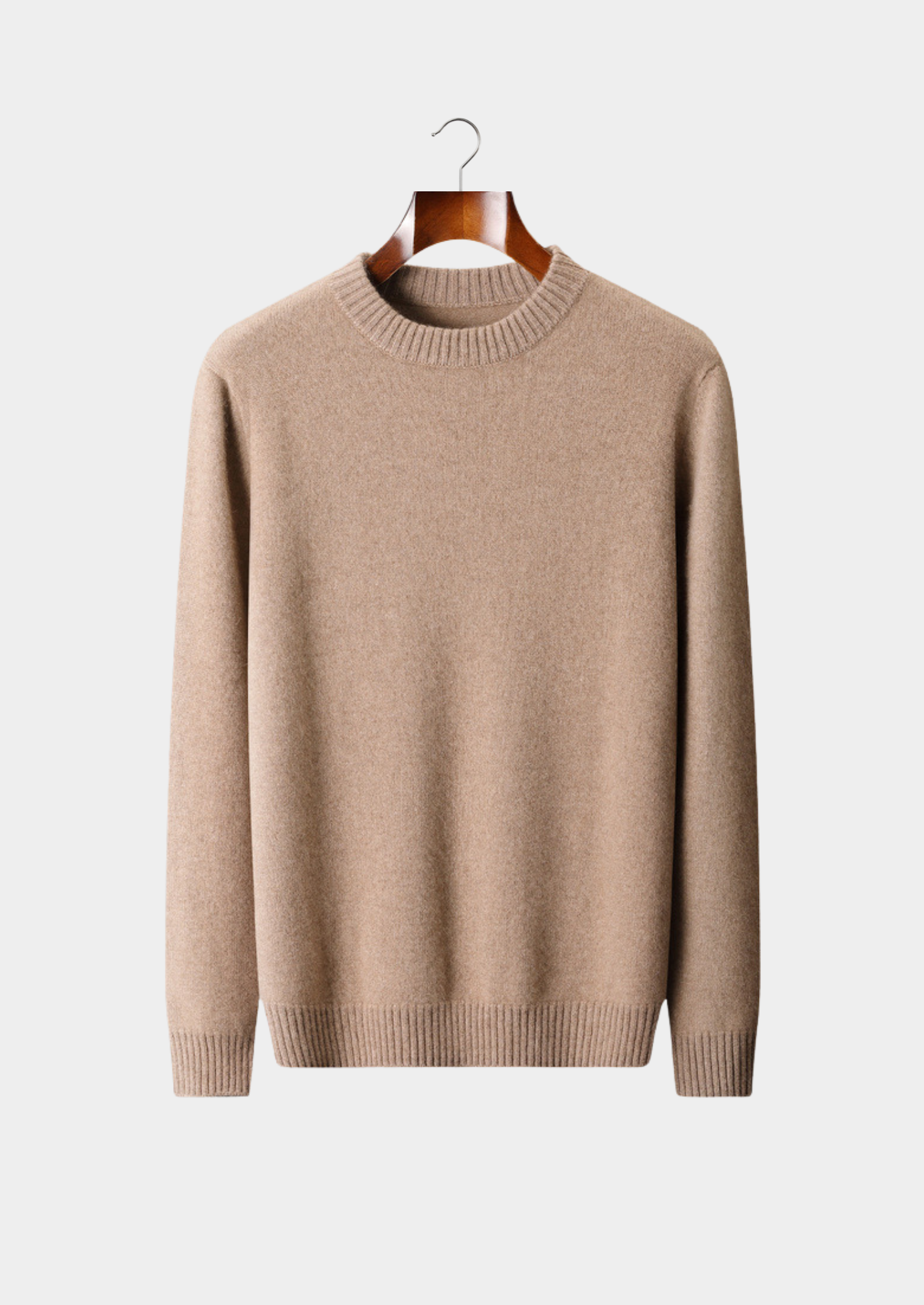 Pure Cashmere Beige Essential Crewneck | Vallentty