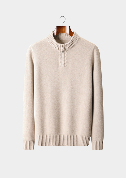 Pure Cashmere Off White Half Zip Sweater | Vallentty