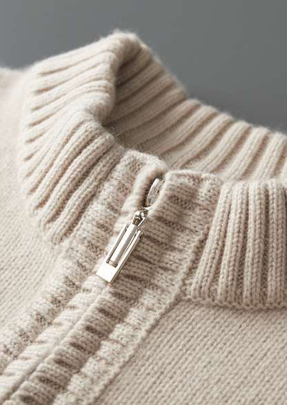 Pure Cashmere Off White Half Zip Sweater | Vallentty