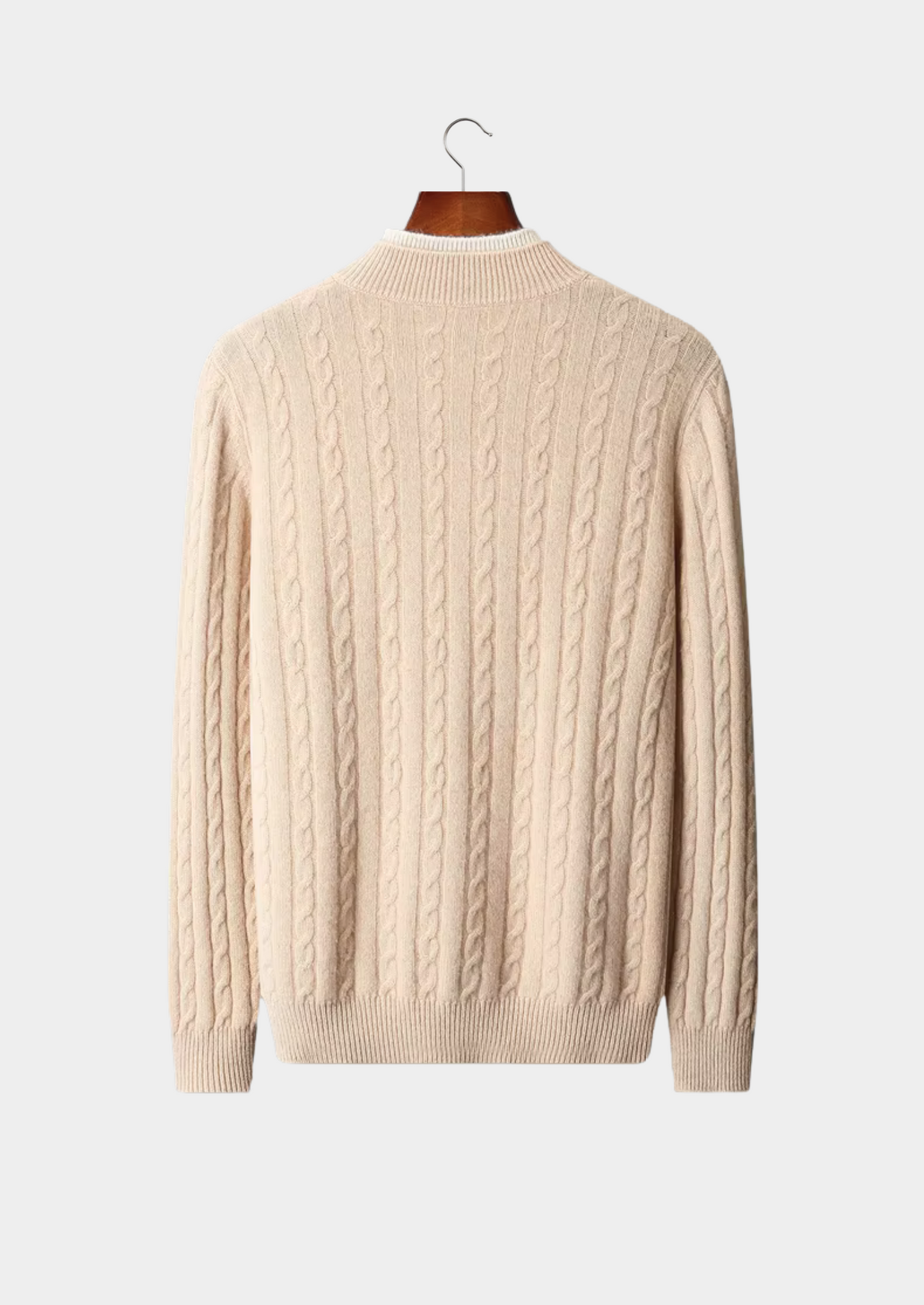 Pure Extra-Fine Merino Wool Cable Knit Henley Sweater | Vallentty