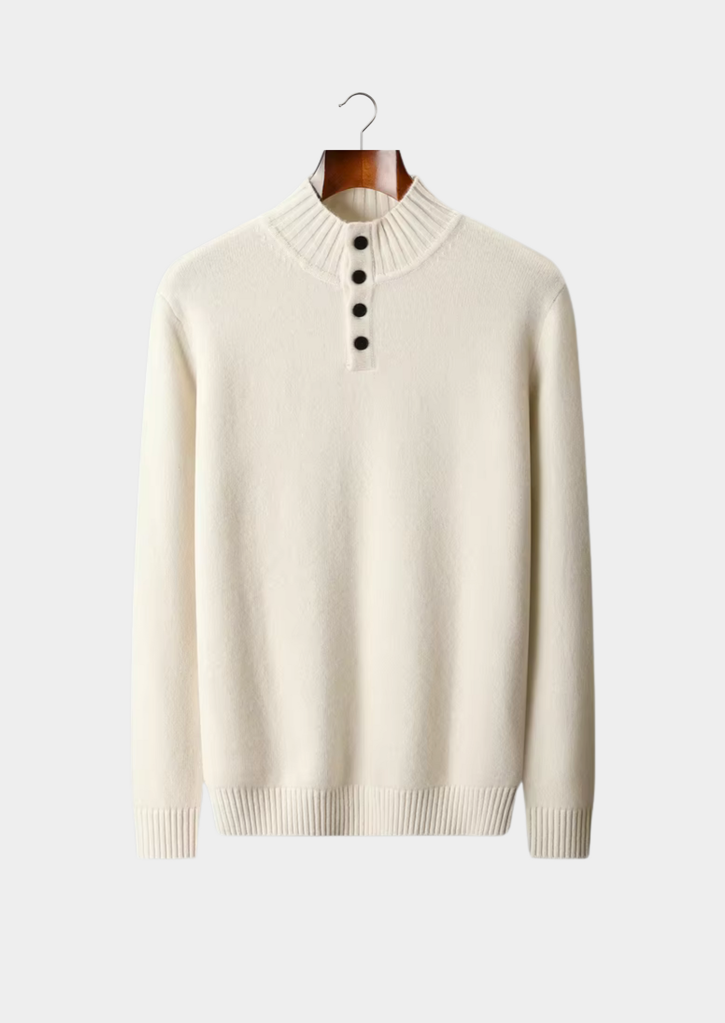 Pure Extra-Fine Merino Wool Classic Button Sweater | Vallentty