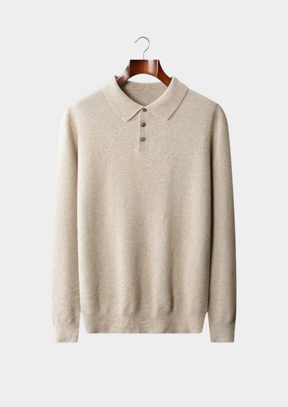 Premium Cashmere Textured Sweater Polo | Vallentty