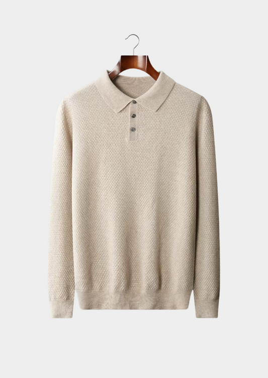 Premium Cashmere Textured Sweater Polo | Vallentty