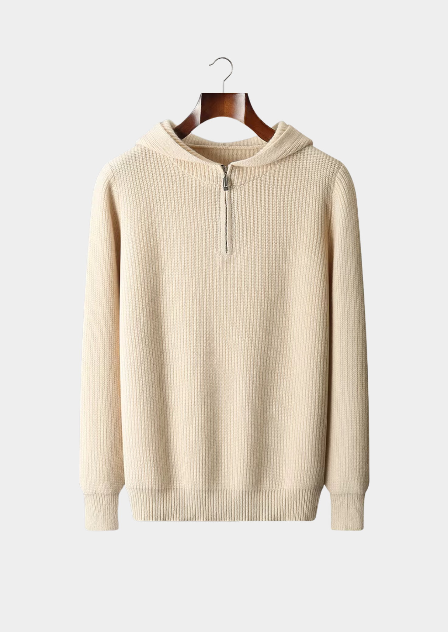 Pure Extra-Fine Merino Wool Half Zipper Hoodie | Vallentty