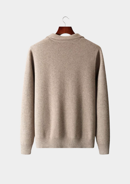 Pure Extra-Fine Merino Wool Zip Polo Cardigan | Vallentty