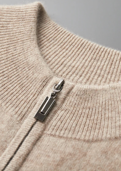 Premium Cashmere Two Tone Zip Cardigan | Vallentty
