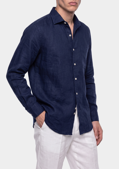Amalfi Coastal Shirt - Navy Blue | Vallentty
