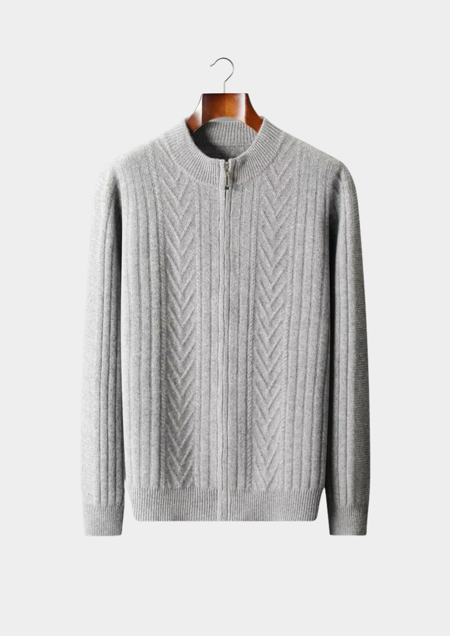 Pure Extra-Fine Merino Wool Patterned Zip Cardigan | Vallentty