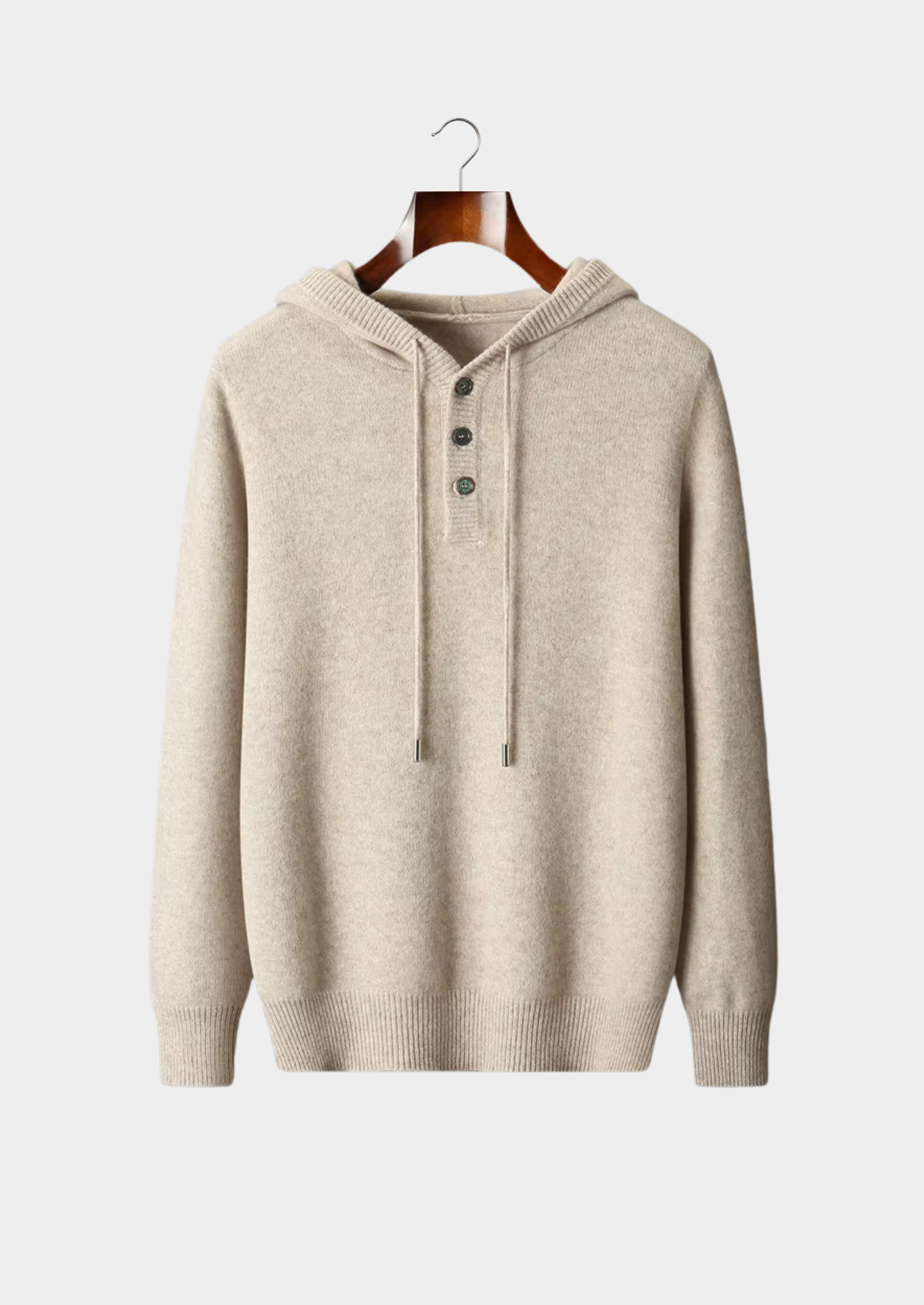 Pure Extra-Fine Merino Wool Button Hoodie | Vallentty