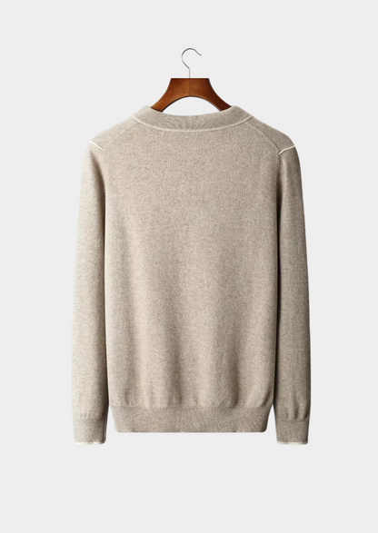 Premium Cashmere Two Tone Button Polo | Vallentty