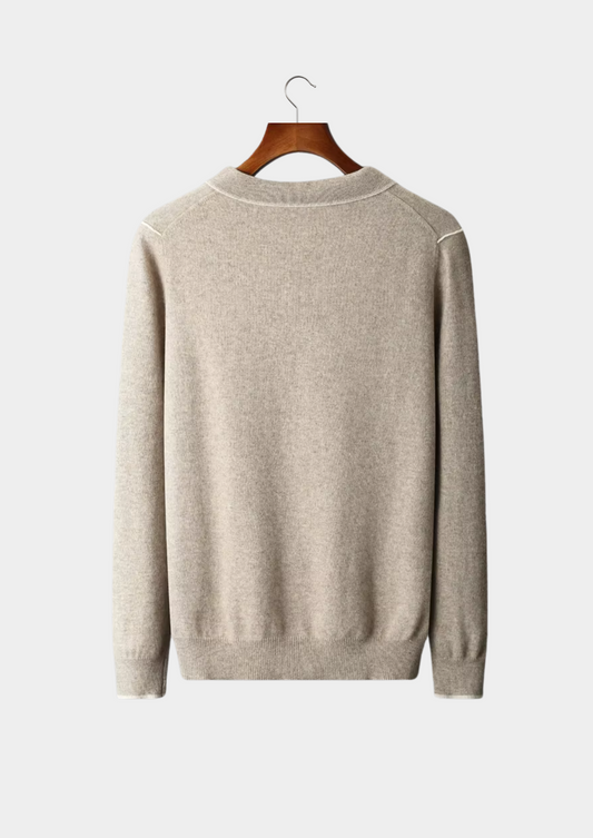 Premium Cashmere Two Tone Button Polo | Vallentty