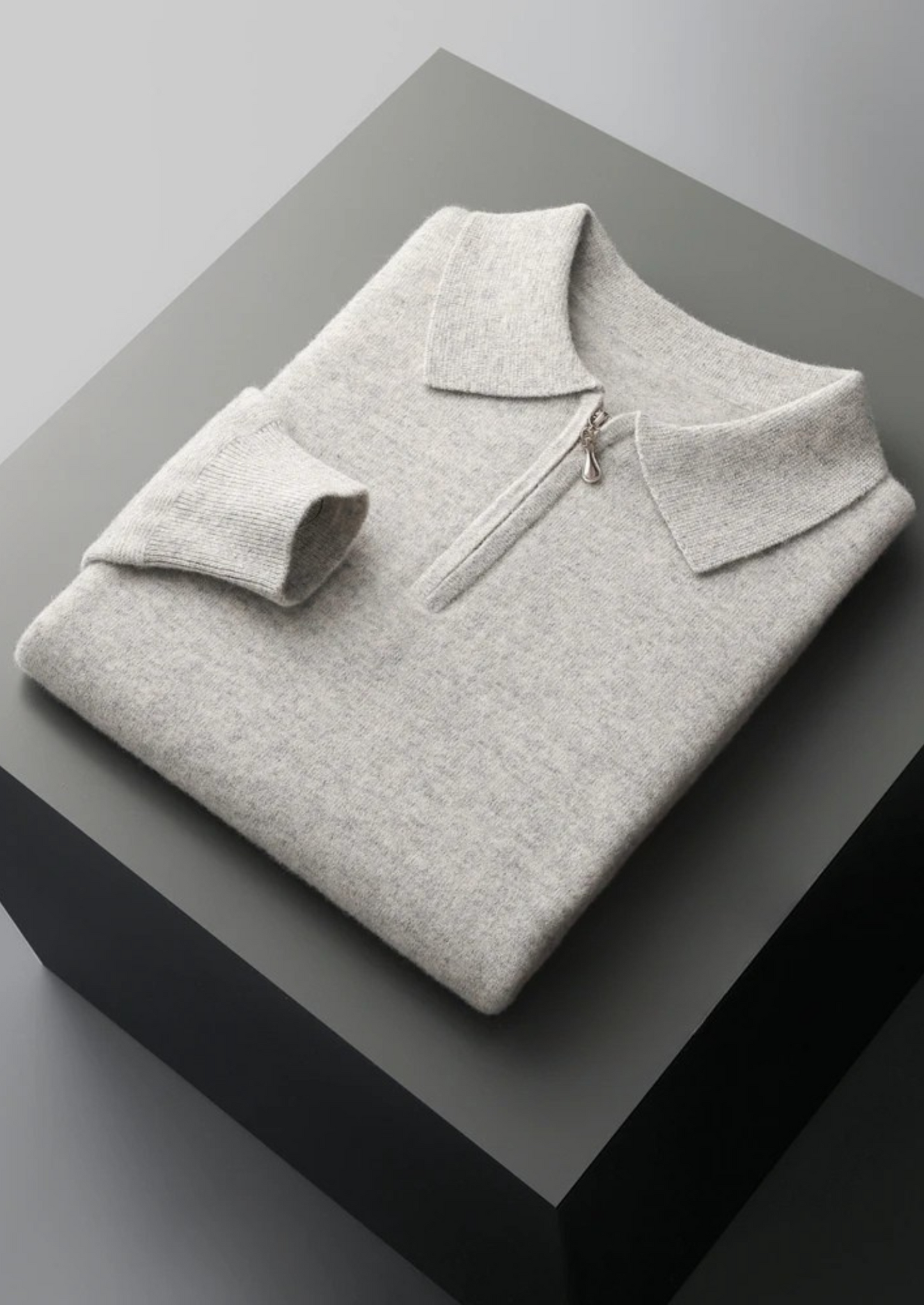 Pure Extra-Fine Merino Wool Half Zip Polo | Vallentty