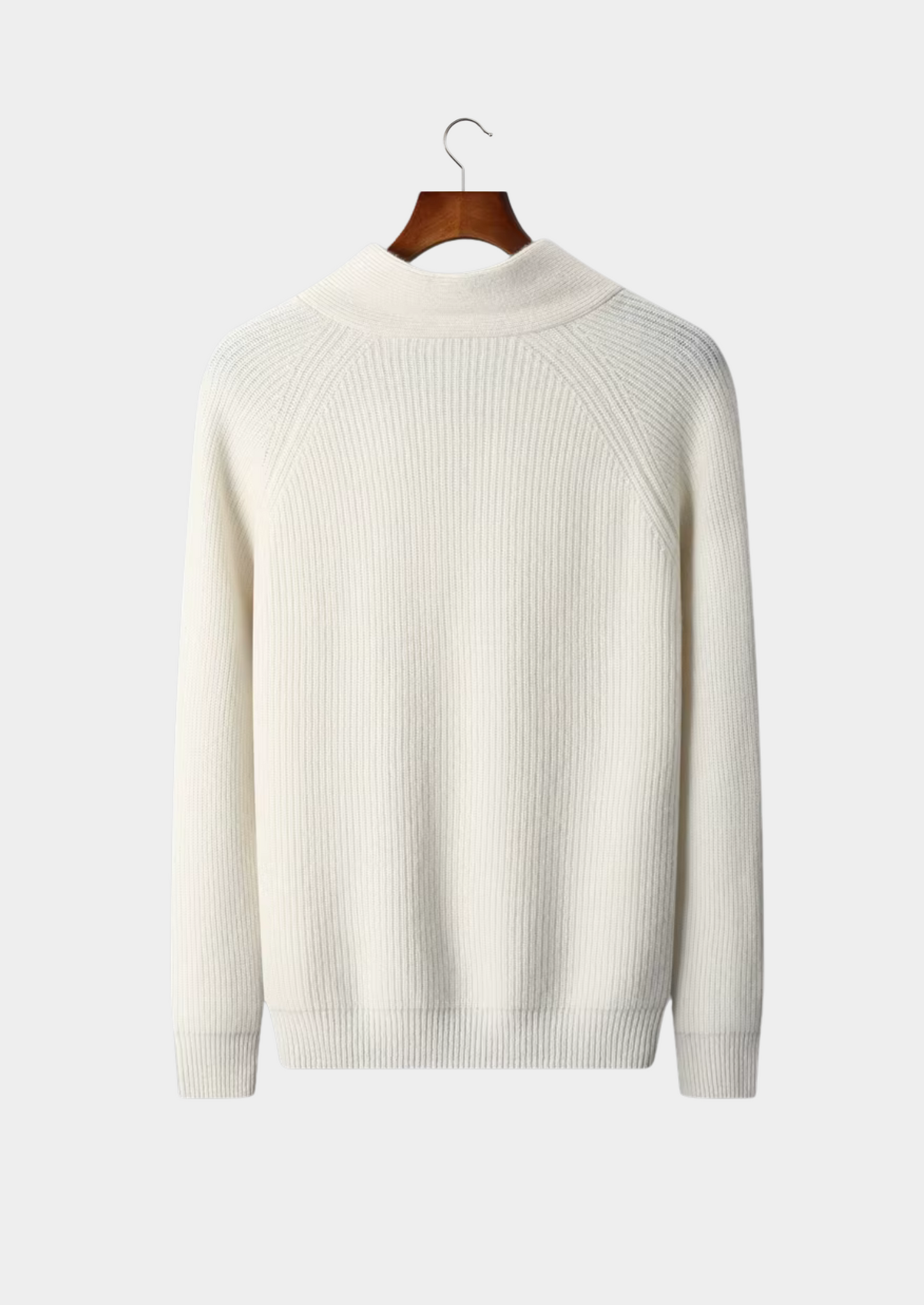 Premium Cashmere Ribbed V-Neck Sweater | Vallentty